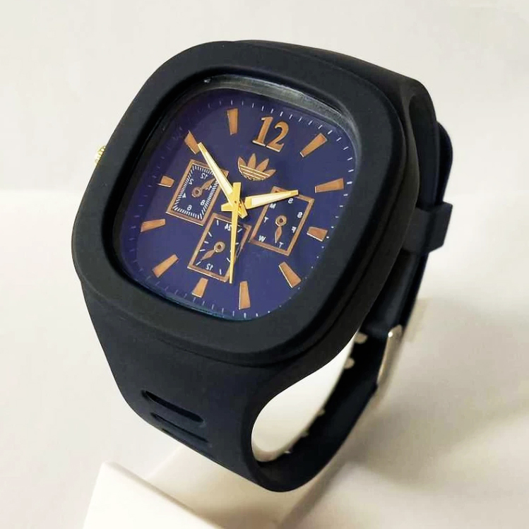 Military Inspired Brown Strap Watch for Boys Men Fashion / Faux-Leather Band / White and Black Dial