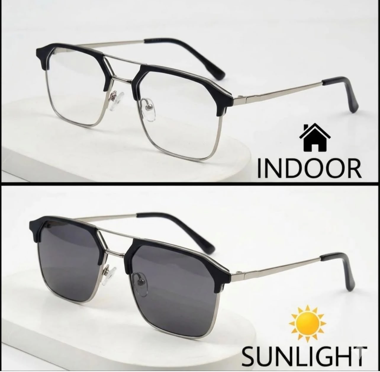 2-in-1 Photochromic Sunglasses for Men & Women - Anti Blue Light Computer Glasses - Auto Color Changing Transition Eyewear