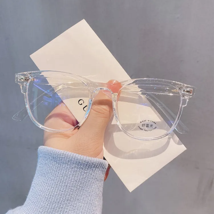 High-Grade Plastic Transparent Square Frame Glasses for Men - Clear Lens Anti-Blue Light Spectacles for Unisex Use