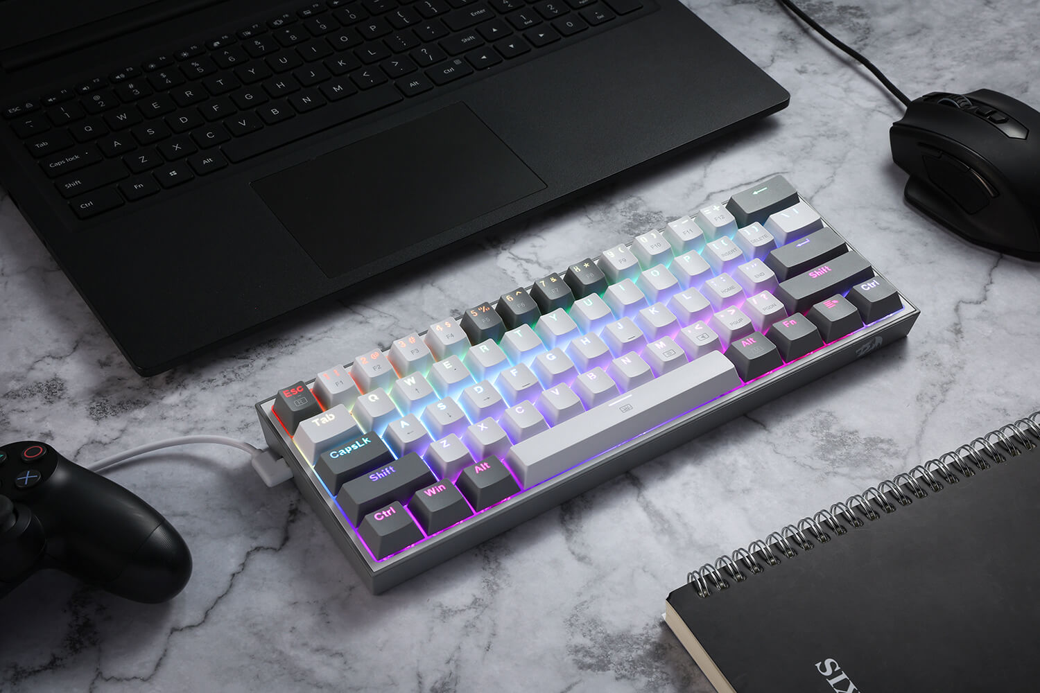 Redragon K617 Fizz 60% Wired RGB Mechanical Gaming Keyboard White Grey 61 Keys Hot-Swap Compact Mechanical Keyboard Linear Red Switch 20 a956d1a03f3bd3adc8af77bf75172214