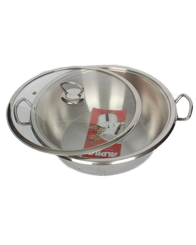 Alpha Stainless Steel Cooking Wok Encapsulated Double Bottom Stainless