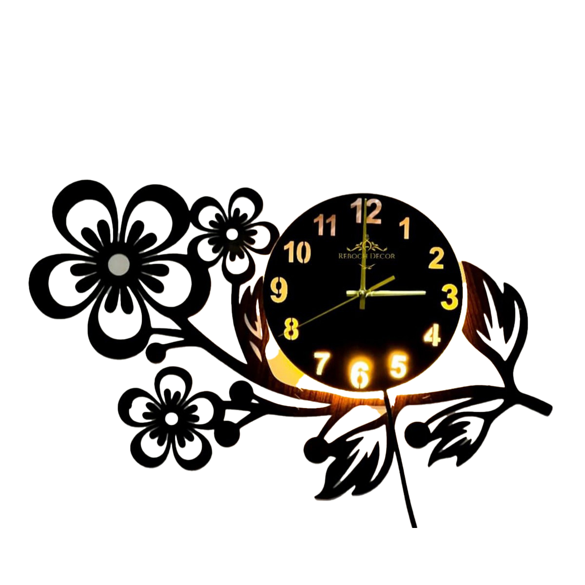 Flower Shaped MDF Wooden Wall Clock with Quartz Movement and 24 Inch Diameter