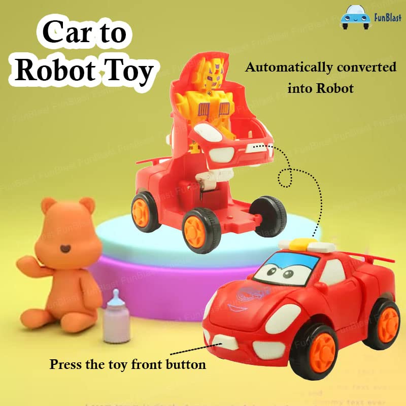 1 Pc - Pull Back Robot Car Toy - Push & Go Convert Robot Cars Toys For Kids Boys Girls Baby Babies Friction Powered Vehicle