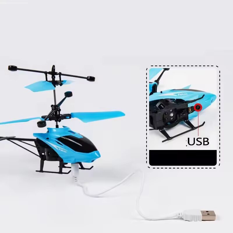 2-in-1 Remote Control & Hand Sensor Helicopter Toy with 3D Lights – Rechargeable, Multicolour Flying Toy for Boys & Kids (Indoor & Outdoor Use) (With Remote Control and Without Remote Control)