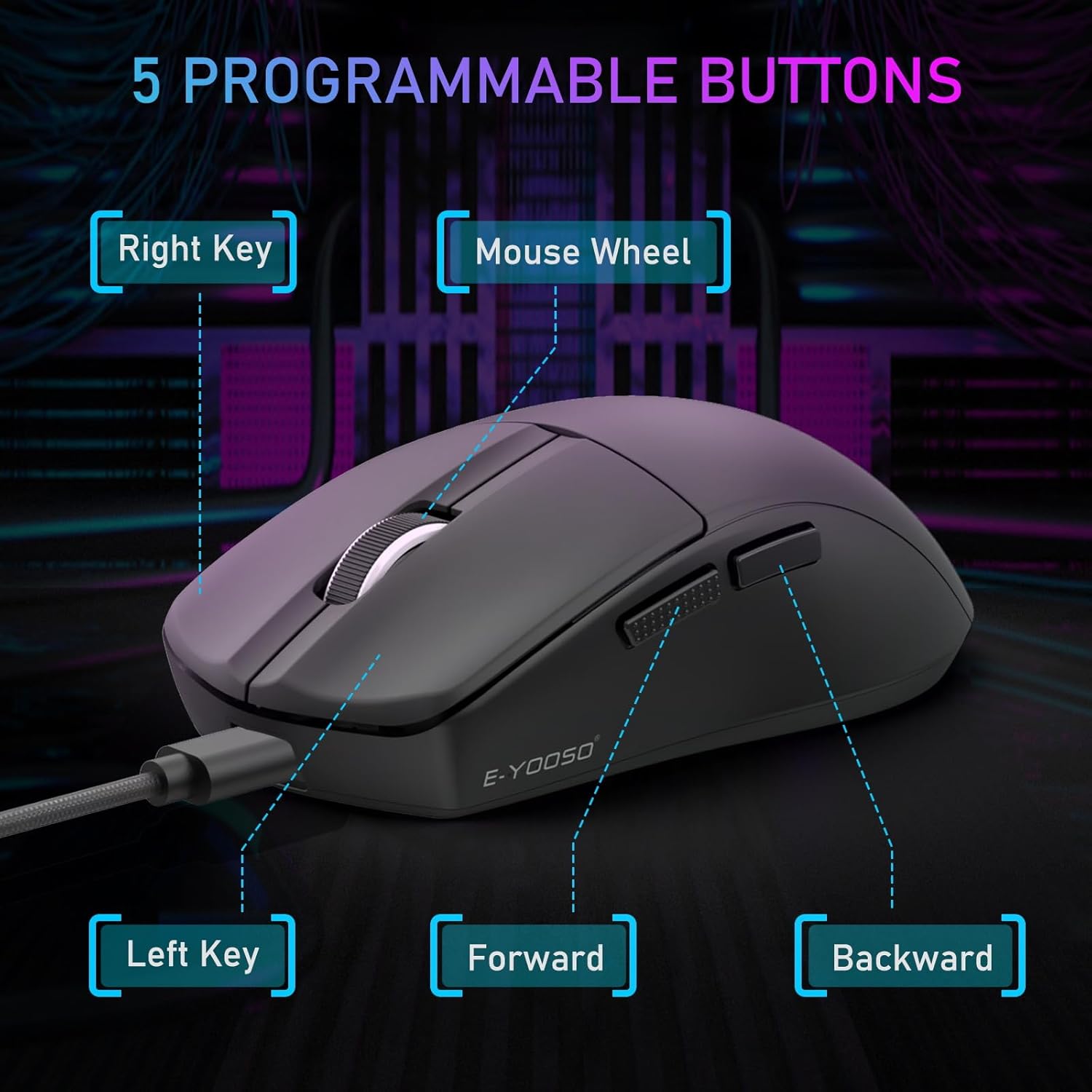 E-YOOSO X-44 1K Lightweight Wireless Gaming Mouse 26K DPI Tri-Mode Connectivity 5 Programmable Buttons Wired/2.4GHz/Bluetooth 19 a9759fd40bfe9b302b61cec7cb941e7b
