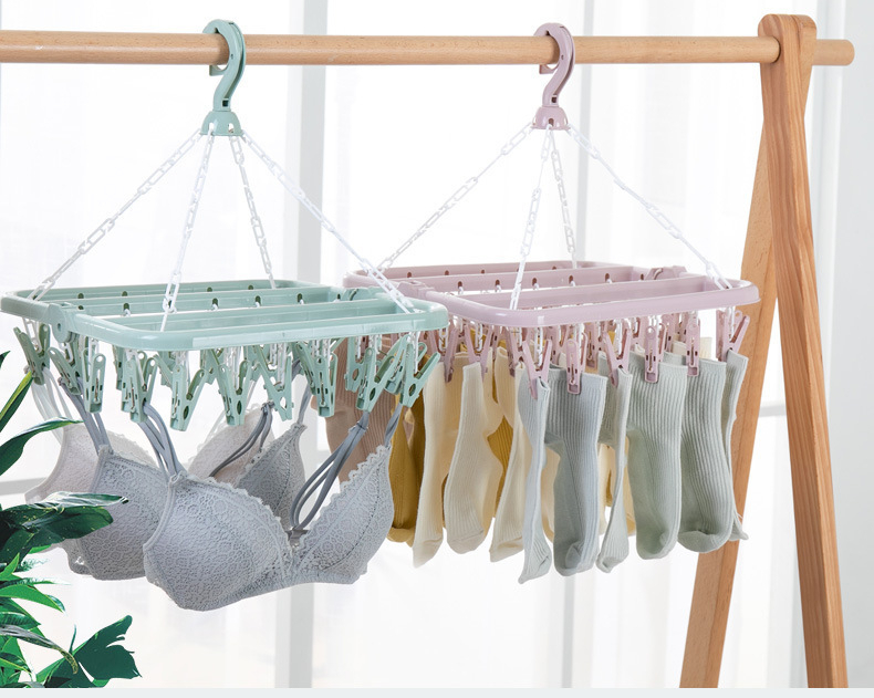 Sock Dryer, 24 Peg Sock Hanger For Washing Line, Hanging Rotable Sock Drying Racks, Folding Sock