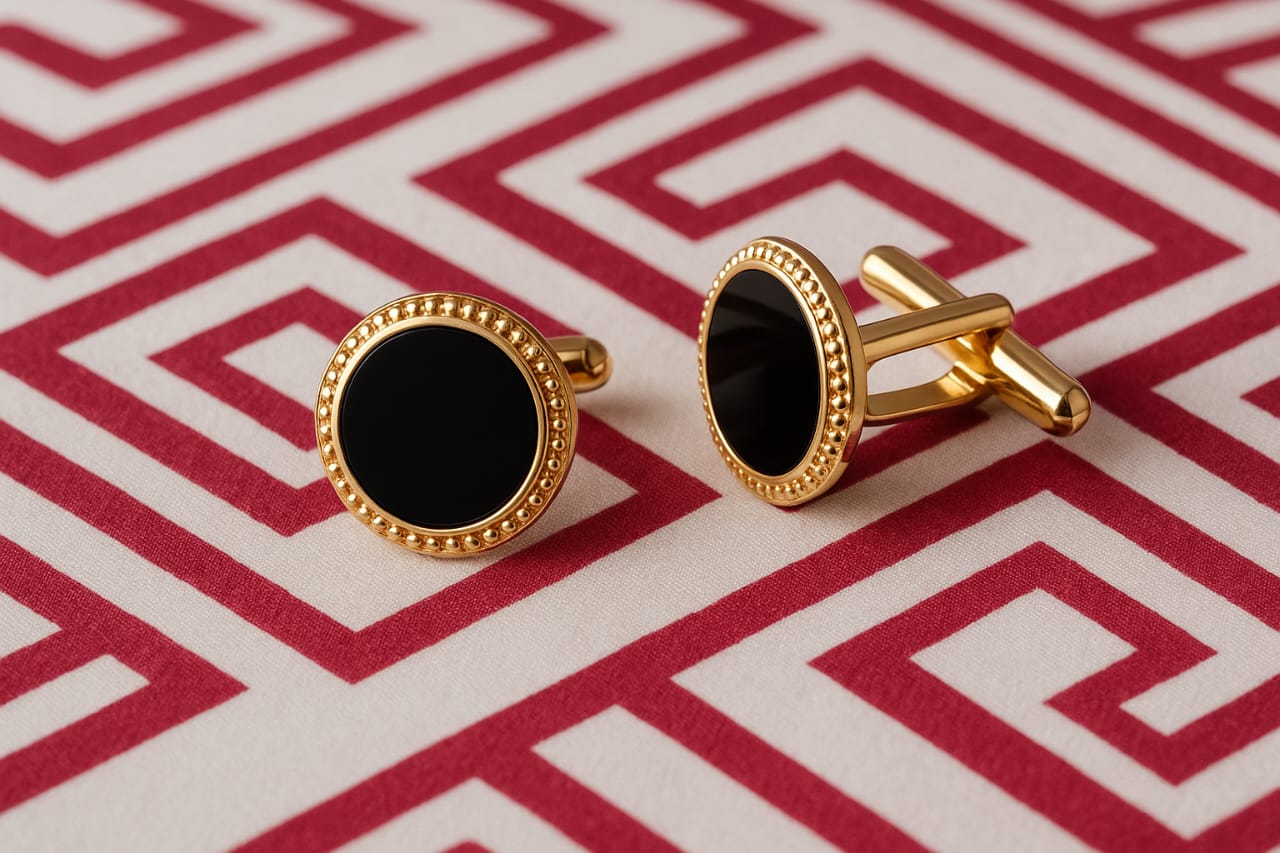 Cufflinks for Men | Plain Black Round Cufflinks