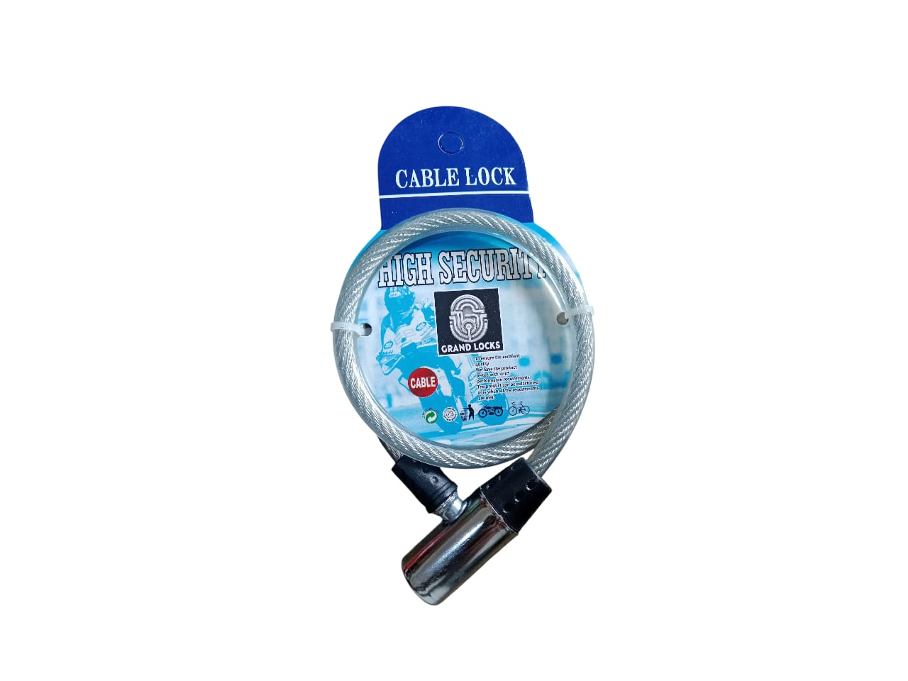 Grand Locks Wire Lock  for Safety wirelock Steel Wire inside For Motorcycle, Bike, Kitchen, Garage (Size Diameter 8mm Lenth 25 Inch)