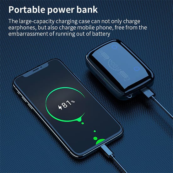 M19 TWS (True Wireless Stereo) Bluetooth Handsfree Earphones Headset With HiFi Stereo Sound & Touch Control System (Connected With All Bluetooth Devices).