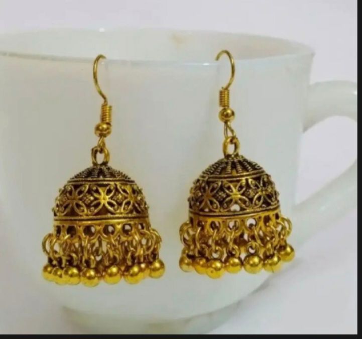 All Season Traditional Elegant Jhumka Earrings for Girls – Gold-Plated Alloy Hanging Earrings with Sparkling Beads