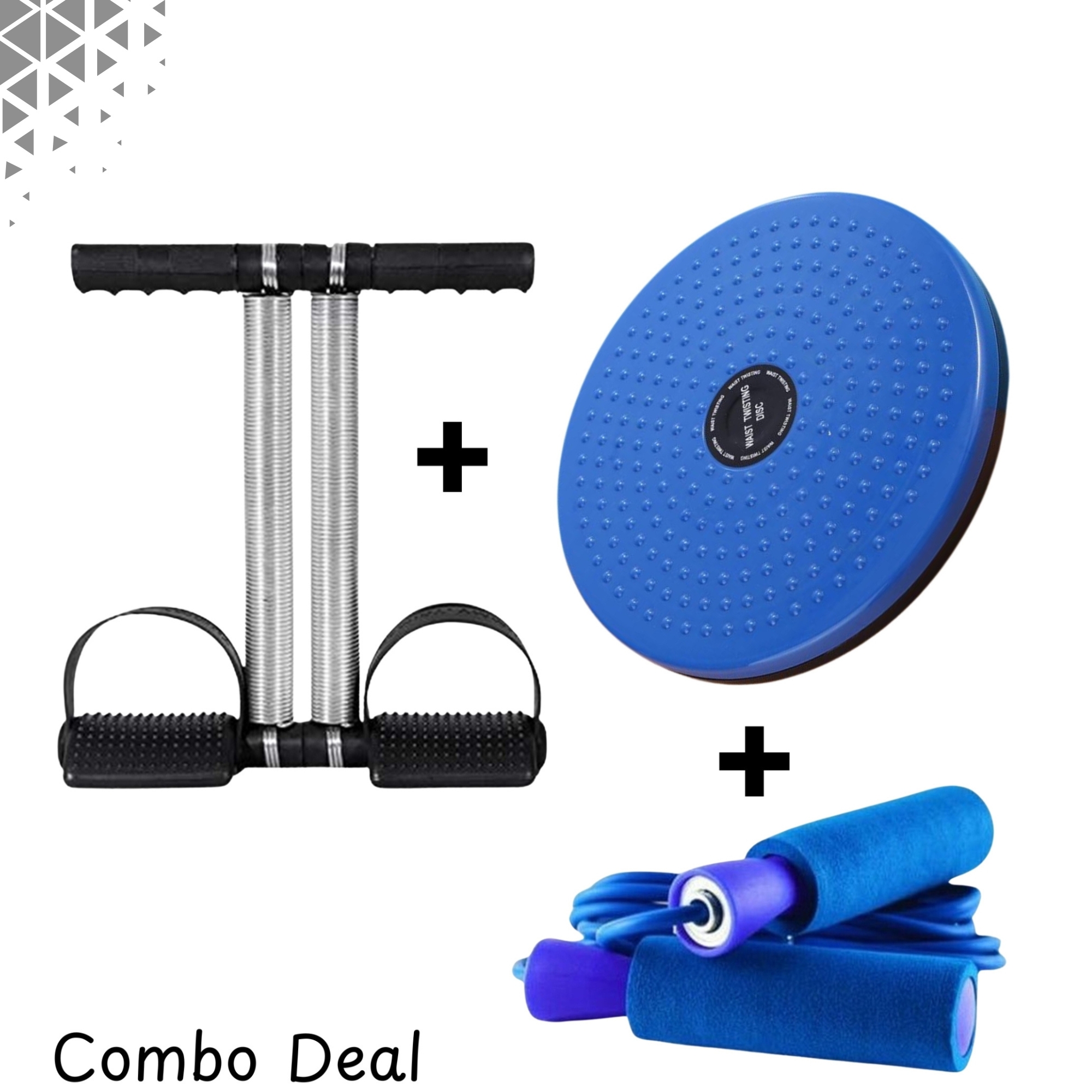COMBO DEAL HIGH QUALITY DOUBLE SPRING TUMMY TRIMMER AND COLOR TWISTER EXERCISE MACHINE ABS DISC AND JUMPING SKIPPING ROPE