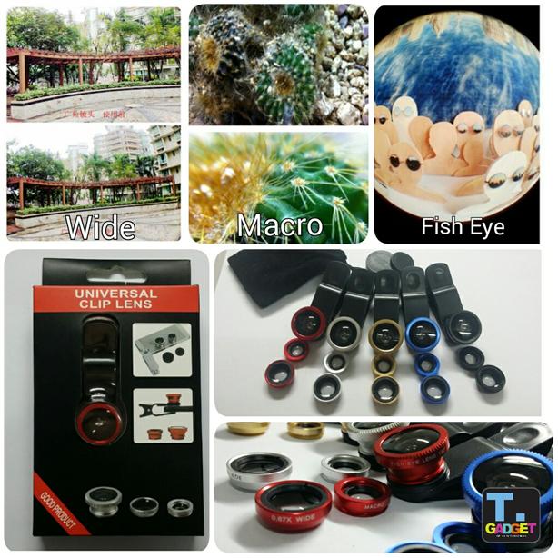 3 in 1 white Selfie Camera Lens Mobile Phone Clip Lenses Fish Eye Wide Angle Macro Camera Lens - High Quality