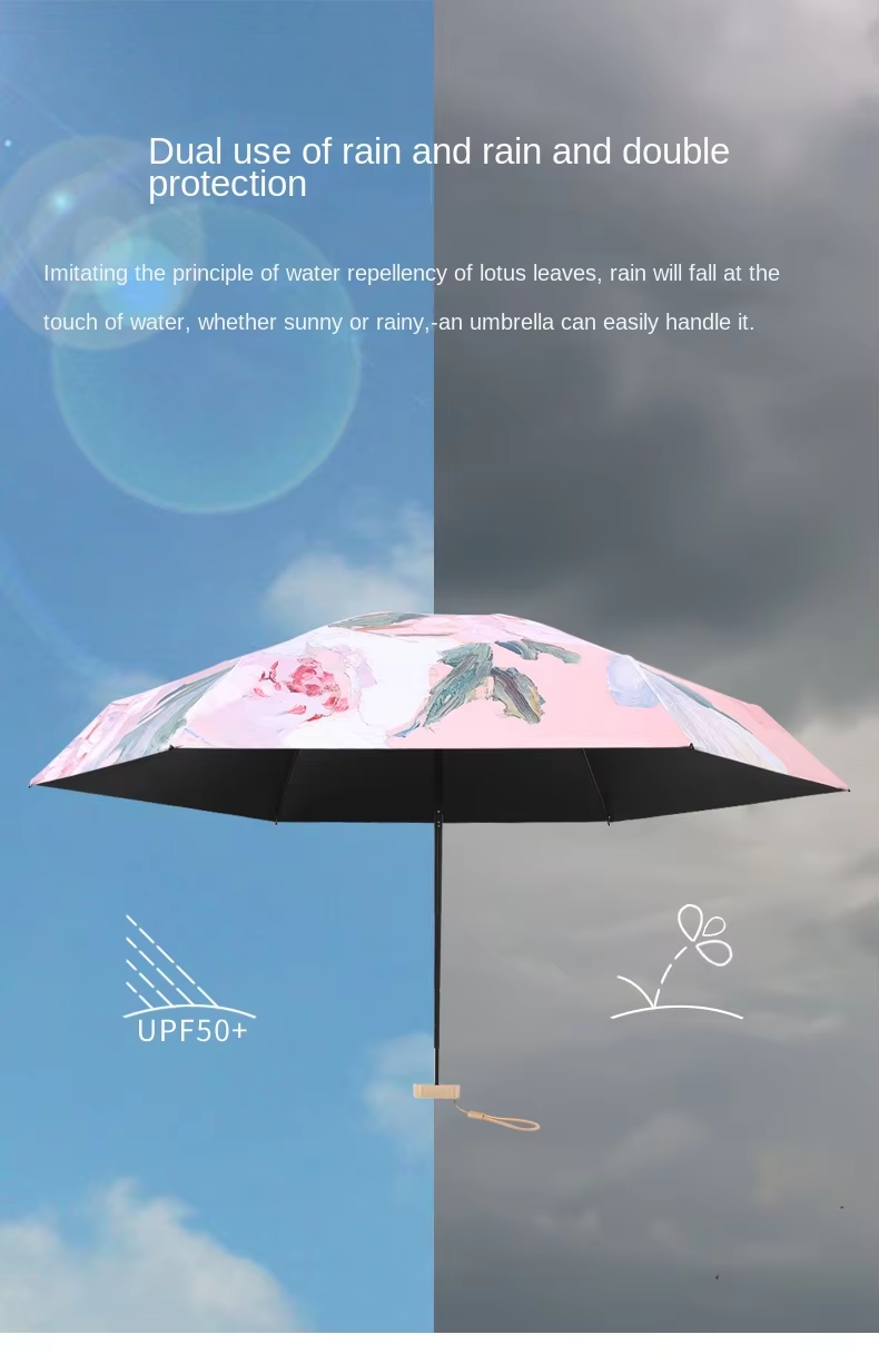 Mini pocket umbrella for rain, folding vinyl umbrella with UV ultraviolet protection, pocket sunshade, capsule - Lite Green