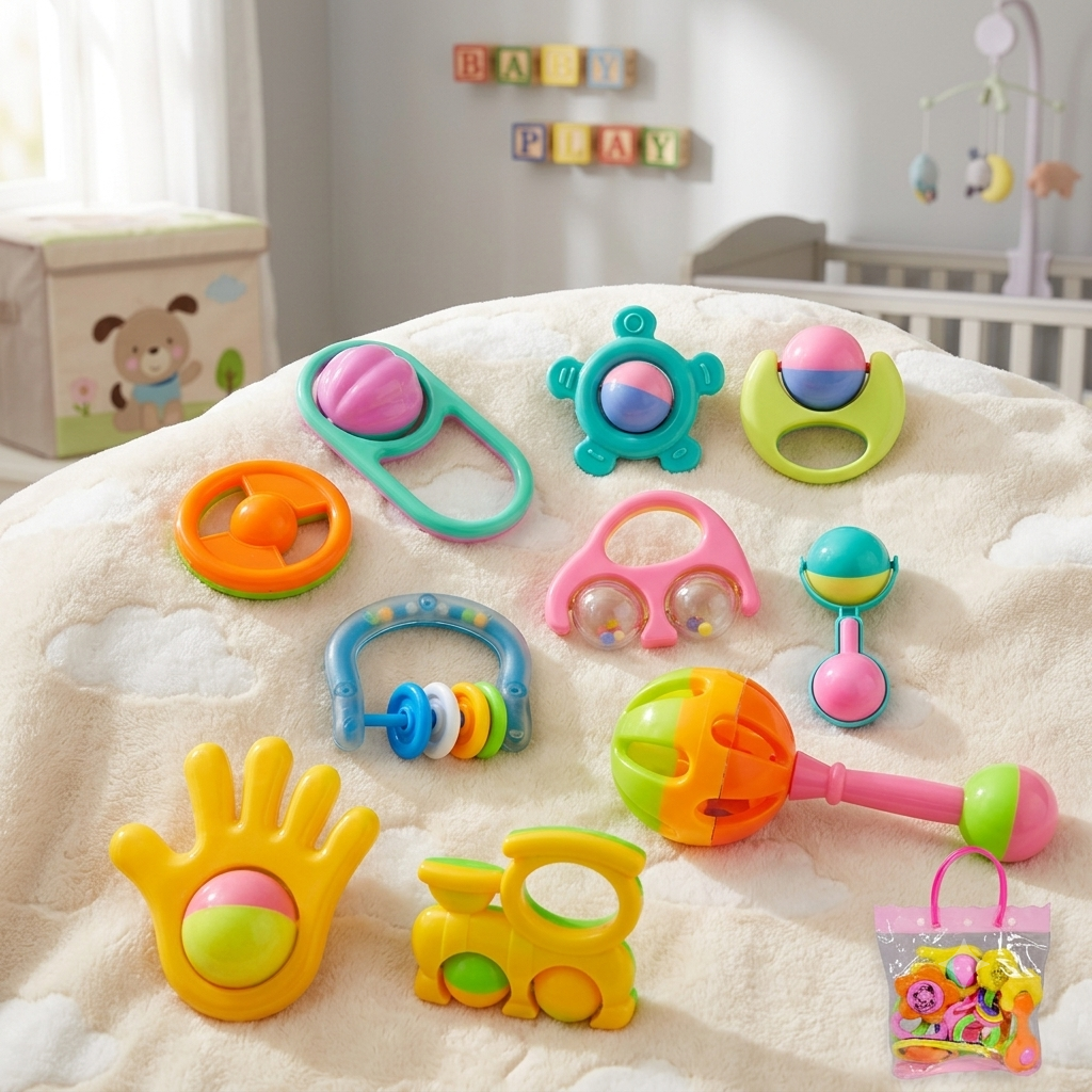 Baby Rattle Toy – Baby Hand Holding Rattle for Newborn Babies, Grab & Shake Sensory Development Toy, Sweet Gift Series for Kids Boys & Girls, Early Learning Infant Toy