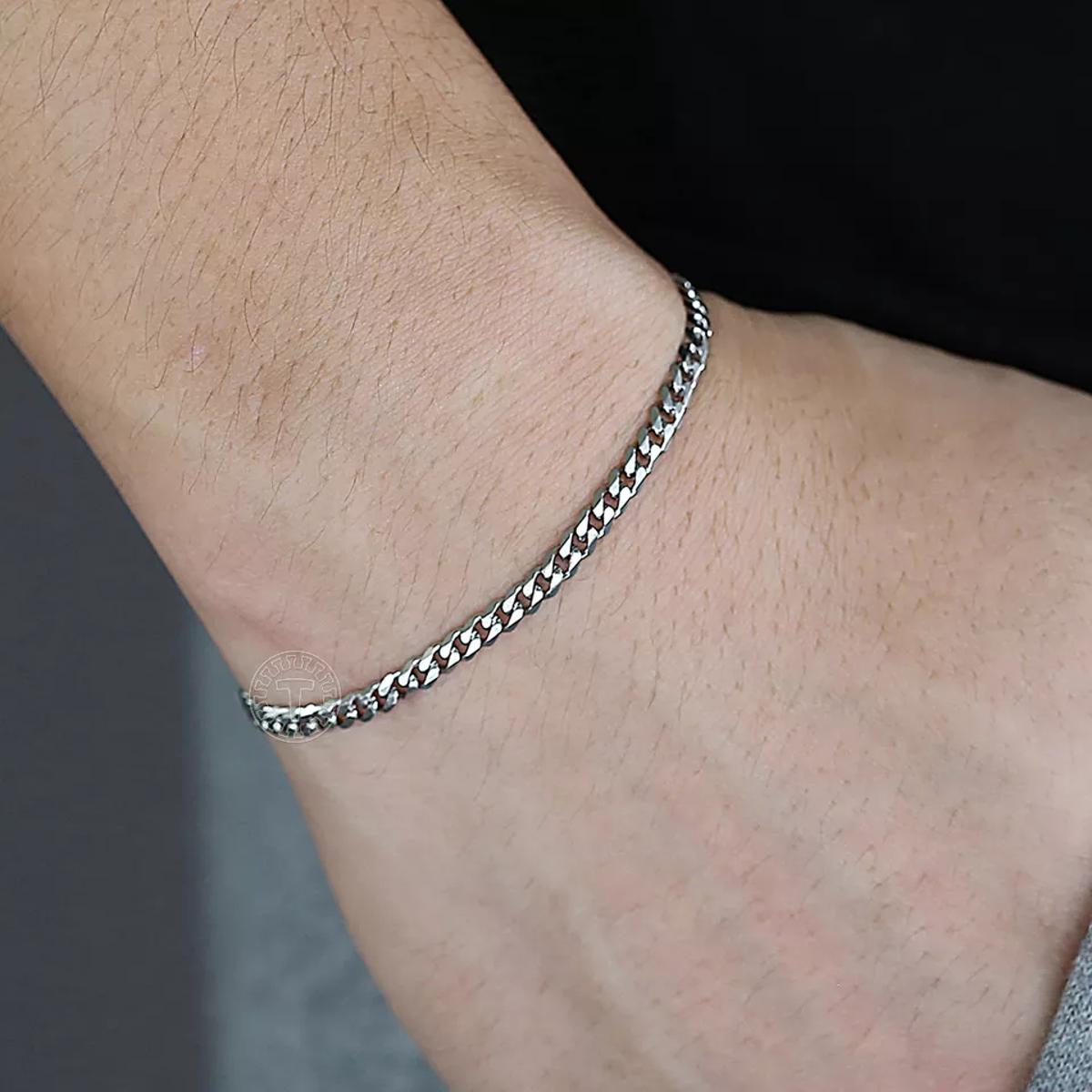 Attractive Silver Stainless Steel Chain Bracelet Gift for Boys