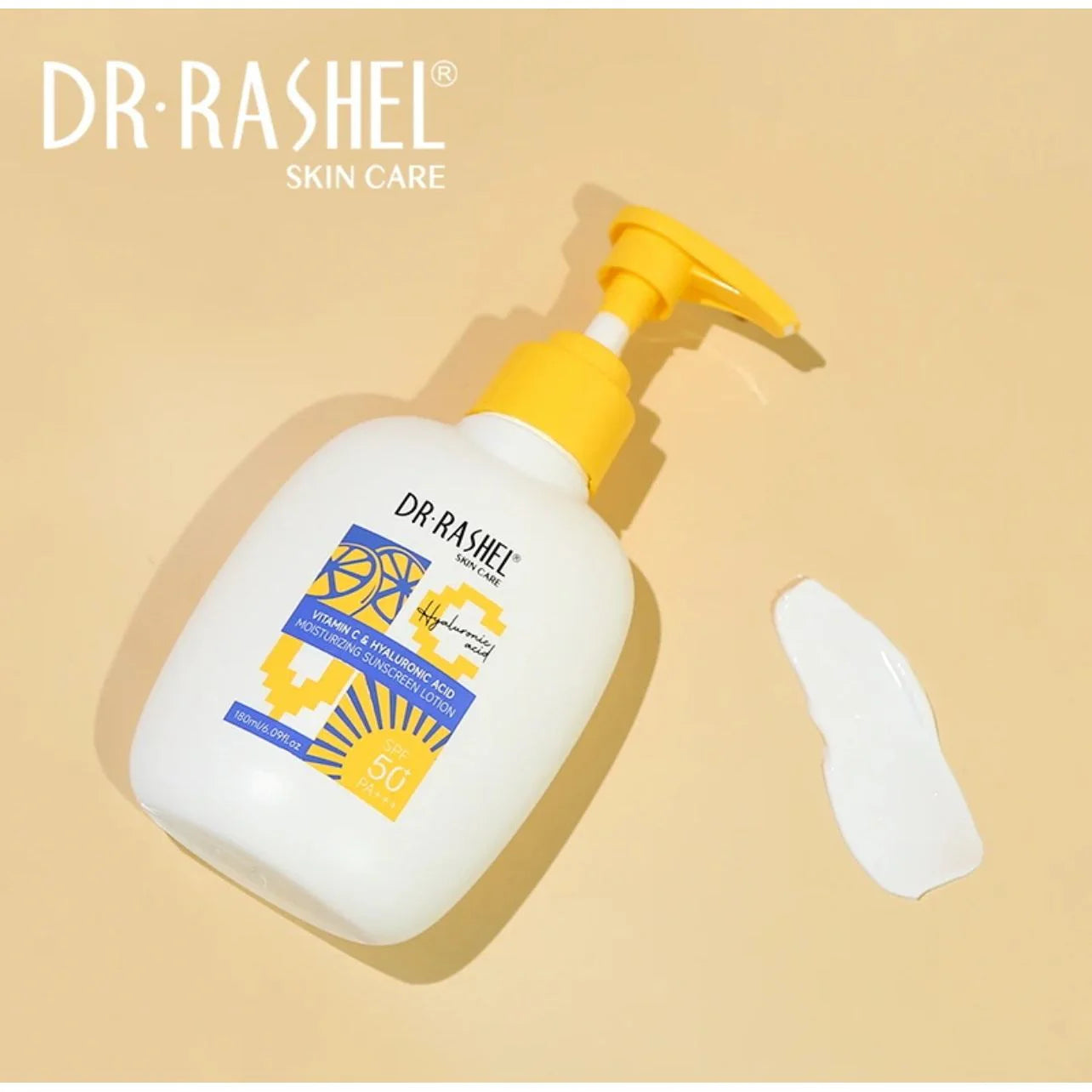 Dr Rashel Vitamin C Hyaluronic Acid Moisturizing Sunscreen Lotion 180ml SPF 50+ DRL.1814 | Daraz.pk