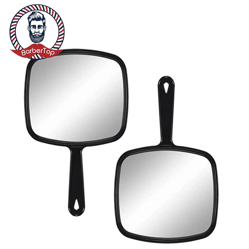 Hairdressing Handheld Large Mirror Comfortable Black Coating Mirror Beauty Makeup Hairdresser Household Looking Glass 20023
