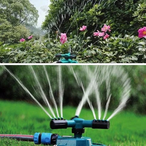 High quality Automatic Rotating Plastic 3-arm garden sprinklers for garden 360 irrigation system