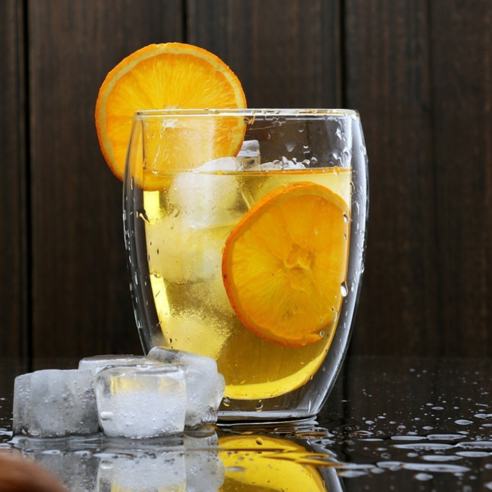 Heat Resistant Double Wall Glass Milk Coffee Water Juice Cup - 350Ml