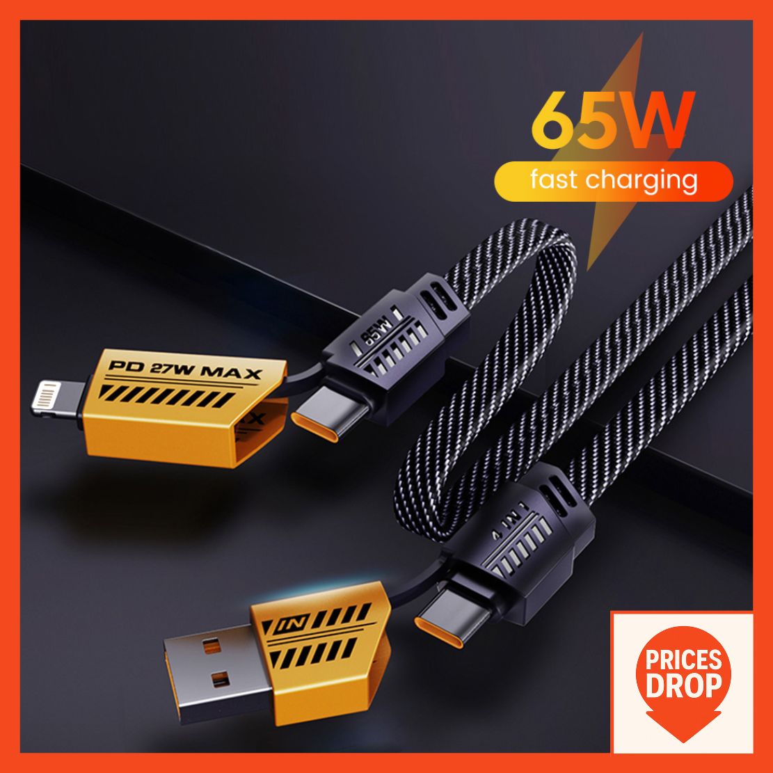 🔌 3 in 1 & 4 in 1 Charging Cable 0.2 | Multi USB Charging Cable | Fast Stable Charging Wire | Android Type-C Devices | Mobile & Power Bank Cable | Universal Charging Cable