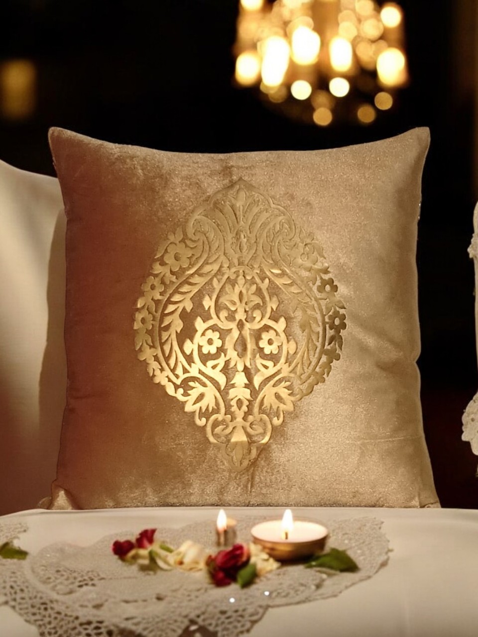 Luxury Velvet Laser Cut Sofa Cushion Cover 16x16 Inch with Silk Finish and Side Zipper Closure