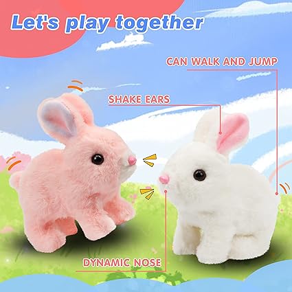 Hopping Rabbit – Interactive Electronic Plush Bunny Toy with Sounds & Movement, Battery Operated, Kids Gift (Assorted Colors)