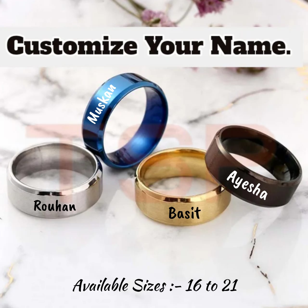 CUSTOMIZED SINGLE NAME RING WITH GIFT BOX PACKING Gift ForYour