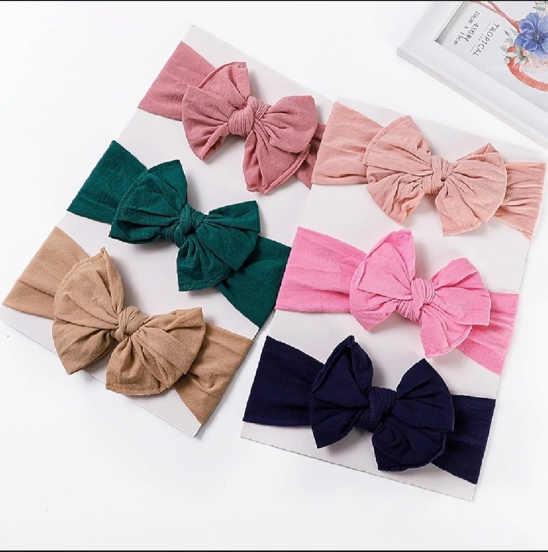 3Pcs Bow Baby Headband Solid Color Infant Girls Hair Bands Newborn Hairband Turban Toddler Headwear Kids Hair Accessories by Just Born