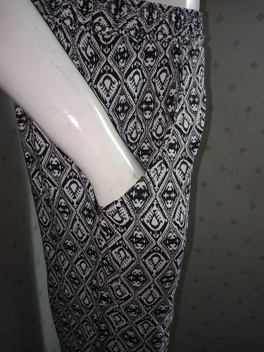 Rufa, Ladies Printed Trousers and pants for all seasons, black and white, cotton blend soft fabric
