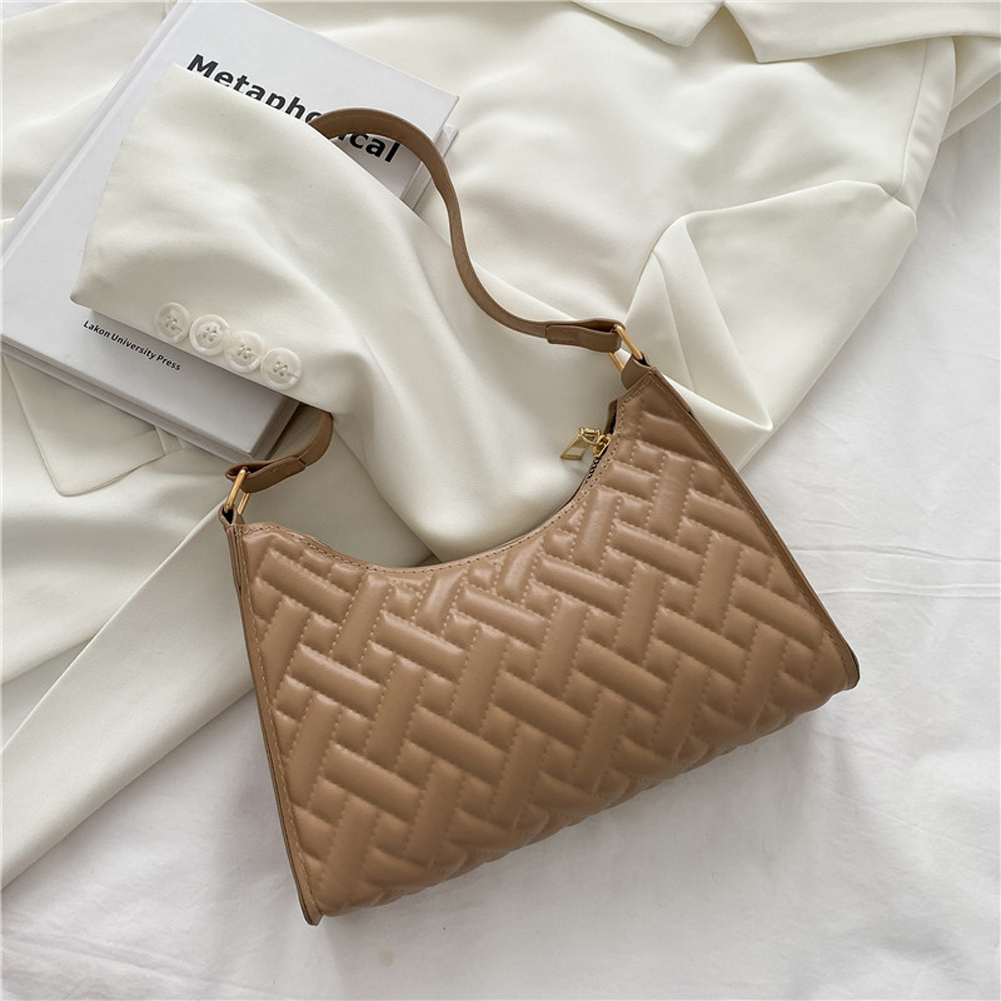 Women Ladies Artificial Pu Leather Messenger Bag Fashion Quilted Diamond Pattern Zipper