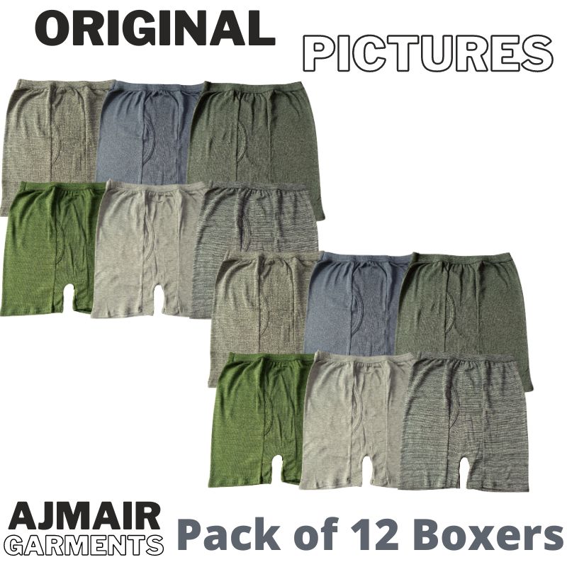 Ajmir Garments - Imported Pack Of 12 - Multi-Color Cotton Boxer For Men - Premium Quality"