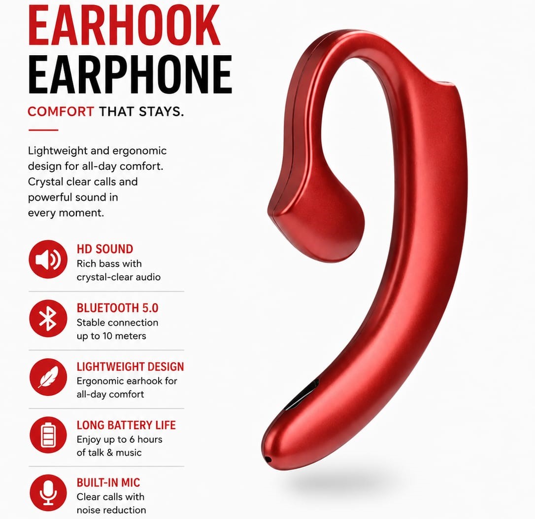 R11 Business Design Wireless Single Bluetooth Earphone Headset (Compatible With All Bluetooth Devices).