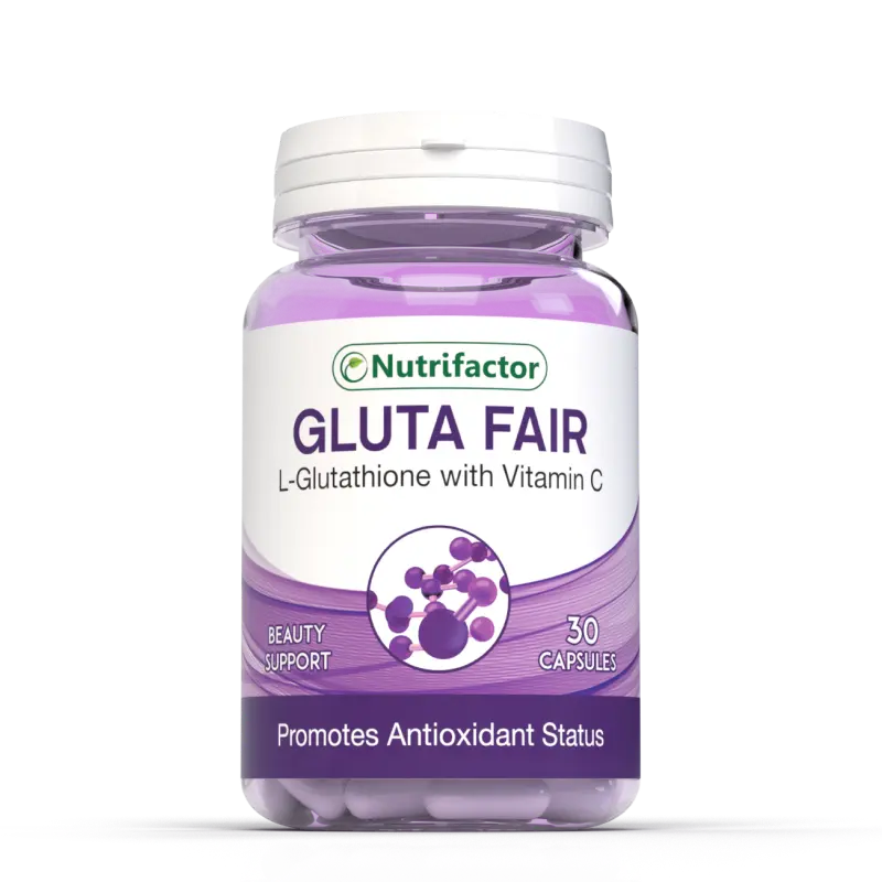 Nutrifactor Gluta Fair - Glutathione Whitening Capsule with Vitamin C | Skin Care Products For Brightening & Glowing Skin with Anti-Aging & Anti-Acne Support | 30 Capsules