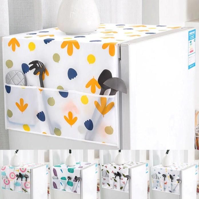 Fridge Dust Cover Waterproof Refrigerator Dustproof Cover with 6 Pocket Household Freezer Top Hanging Bag Fridge Storage Bag Organizer - The Smart Collection