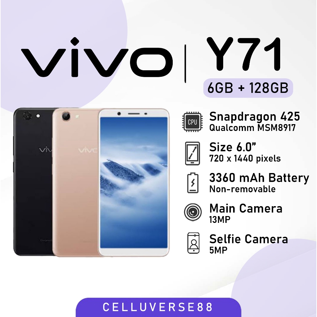 Imported Genuine ViVo y71 with Box Charger Handsfree Jelly Back