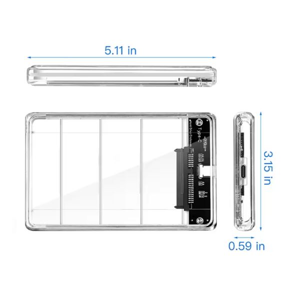 High-Speed USB 3.0 Portable HDD SSD 2.5" External Hard Drive Enclosure | Shockproof & Durable Hard Drive Case for Laptop & PC