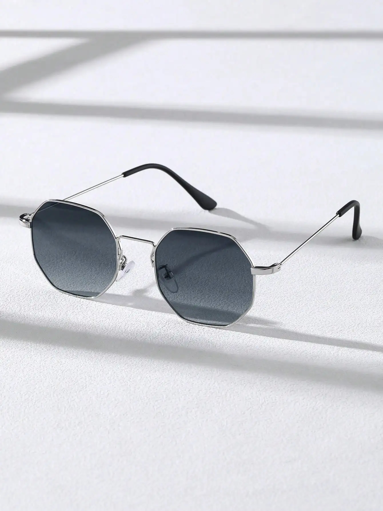 Eldorado Trendy Metal Frame Sunglasses/ Retro Polygon Gradient Mirror Sunscreen Sunglasses
