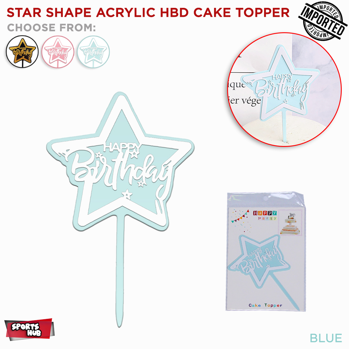Happy Birthday Acrylic Star Cake Toppers For Birthday Celebration Party