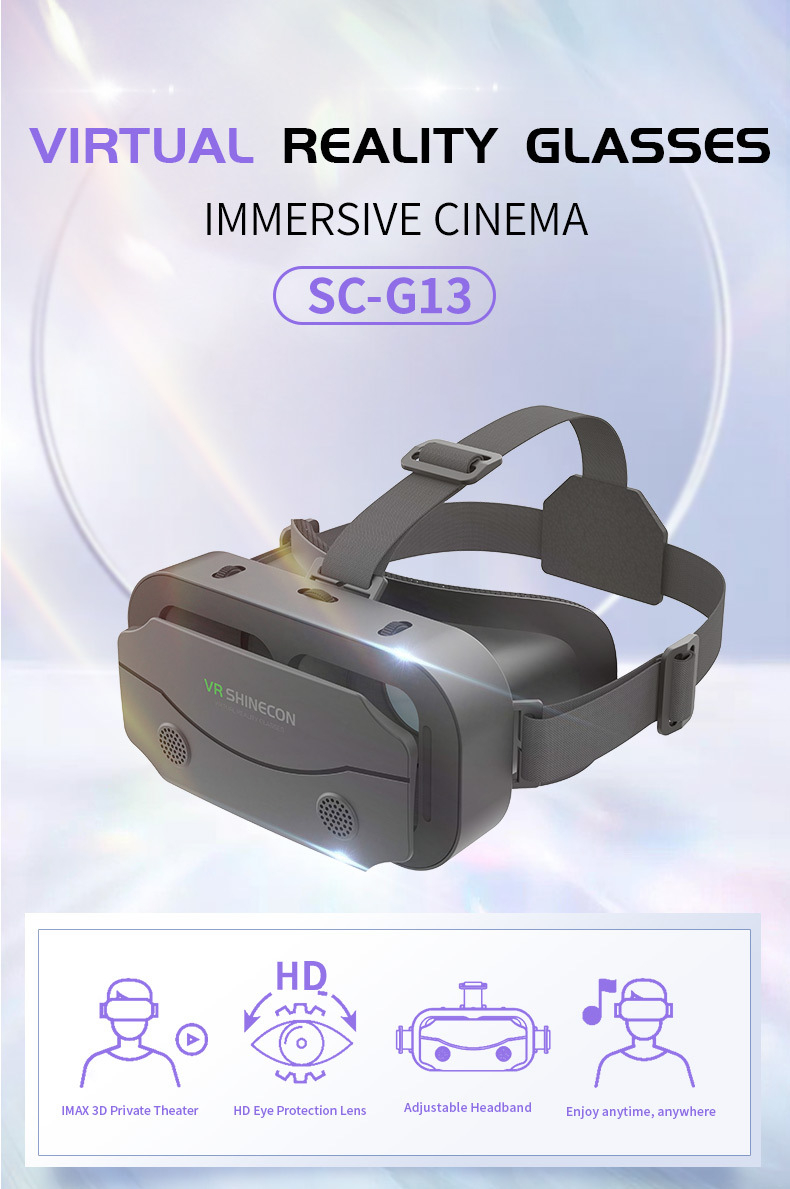 SC-G13 VR Box Shinecon  3D Virtual Reality Headset  HD Optical Lenses  Compatible with Android & iOS Smartphones  Mobile Gaming