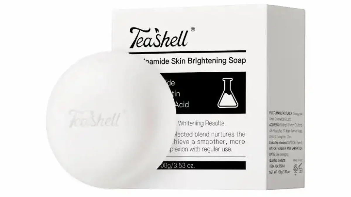 Teashell Niacinamide Soap for Skin Brightening & Glow | Dark Spot Removal Face & Body Beauty Bar | Hydrating Skin Tone Improvement Cleansing Soap for Men & Women