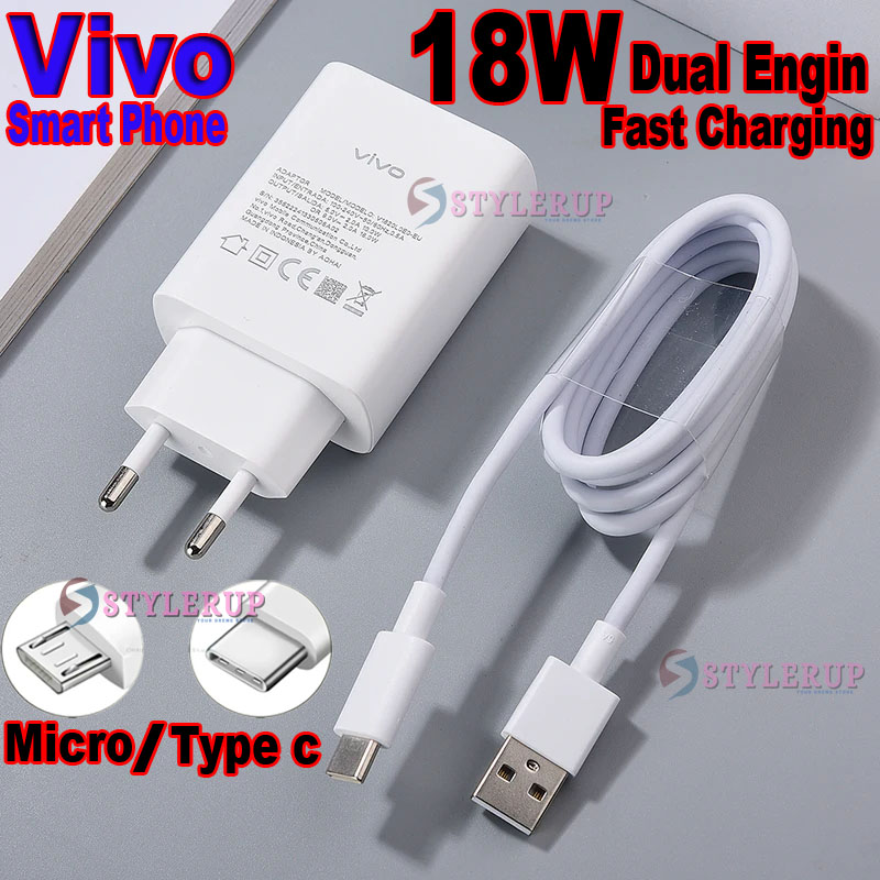 Original Vivo 18W Fast Charger Adapter Quick Charge Dual
