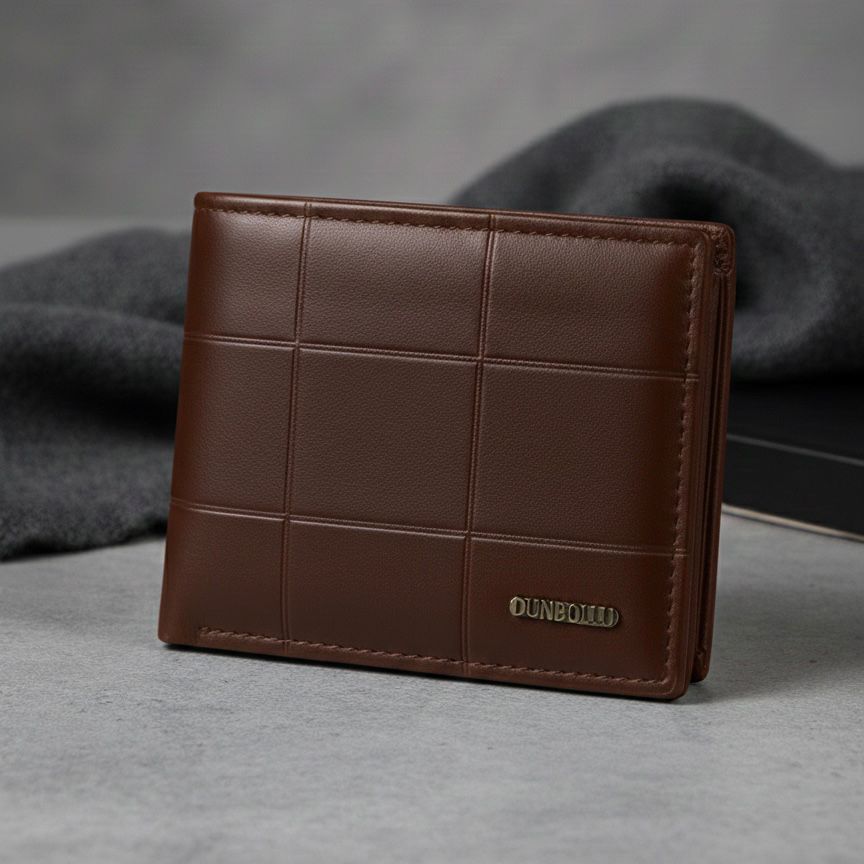 Men’s Premium Check Pattern Leather Wallet – Stylish Bifold Design | Available in Black, Brown & Chocolate
