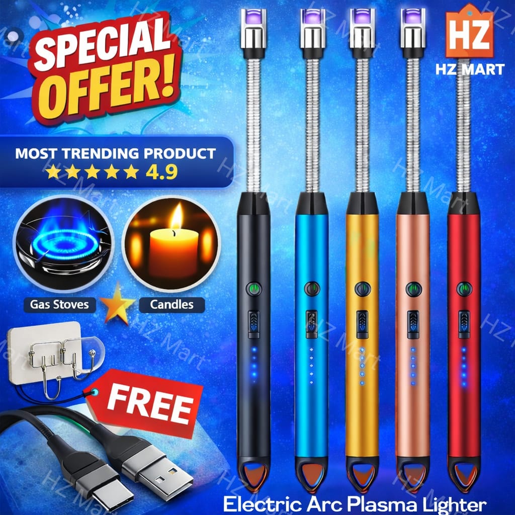 Electric Arc USB Rechargeable Flameless Arc Lighter Flexible and Windproof for Candles, Hiking, Camping, Kitchen, Fireplaces 360 degree free rotation