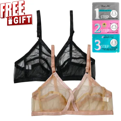Cotton Full Coverage Non Wired Stretchable Net Pink Ladies Bra at