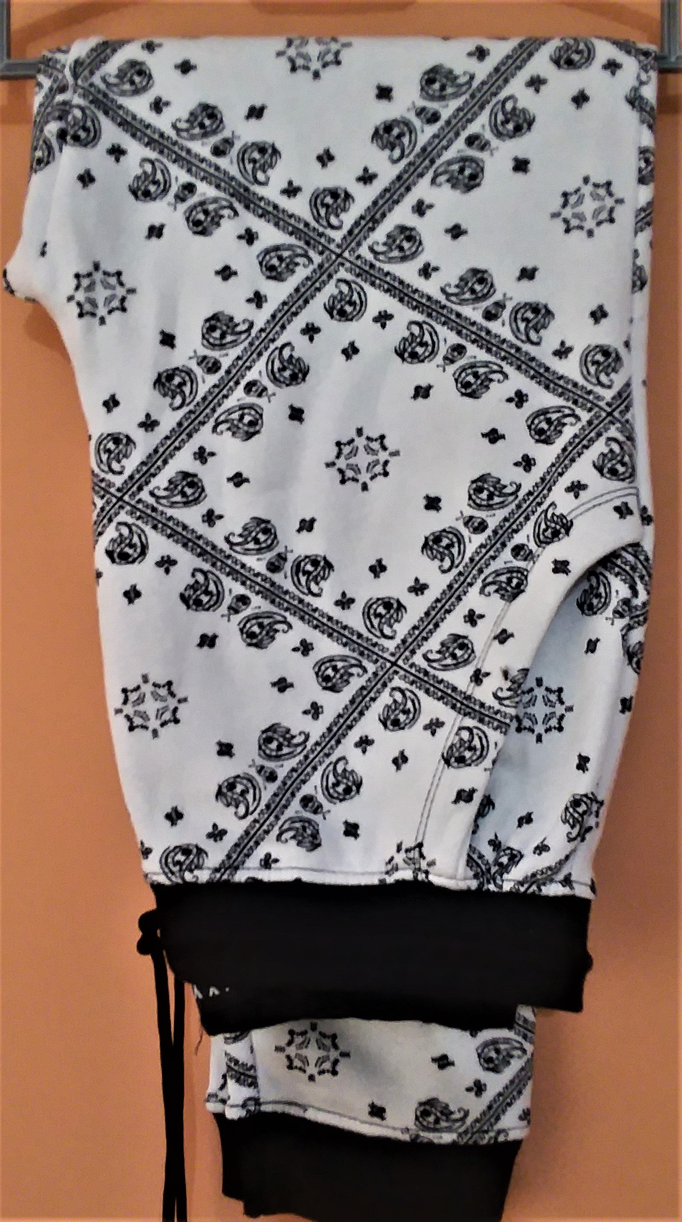 White Printed Three Pocket Fleece Trouser