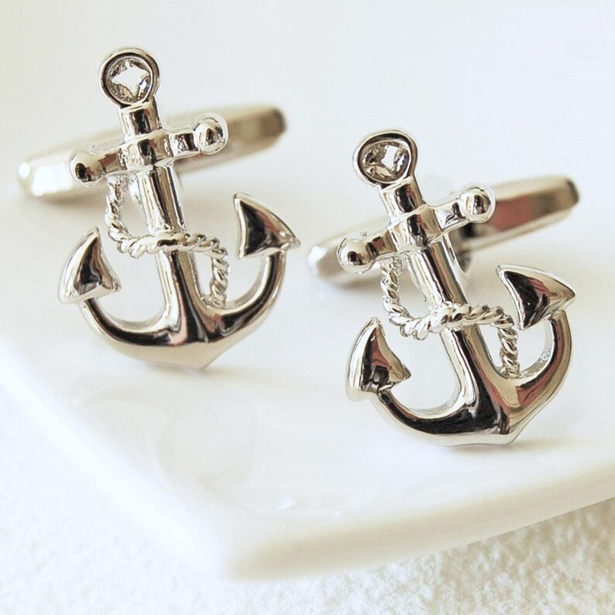 Classic Cufflinks | Silver Anchor Shape Cufflinks for Men | Royal Cufflinks
