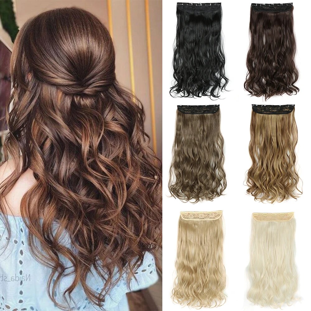 5 clips Natural wavy curly hair extension- new curly wig