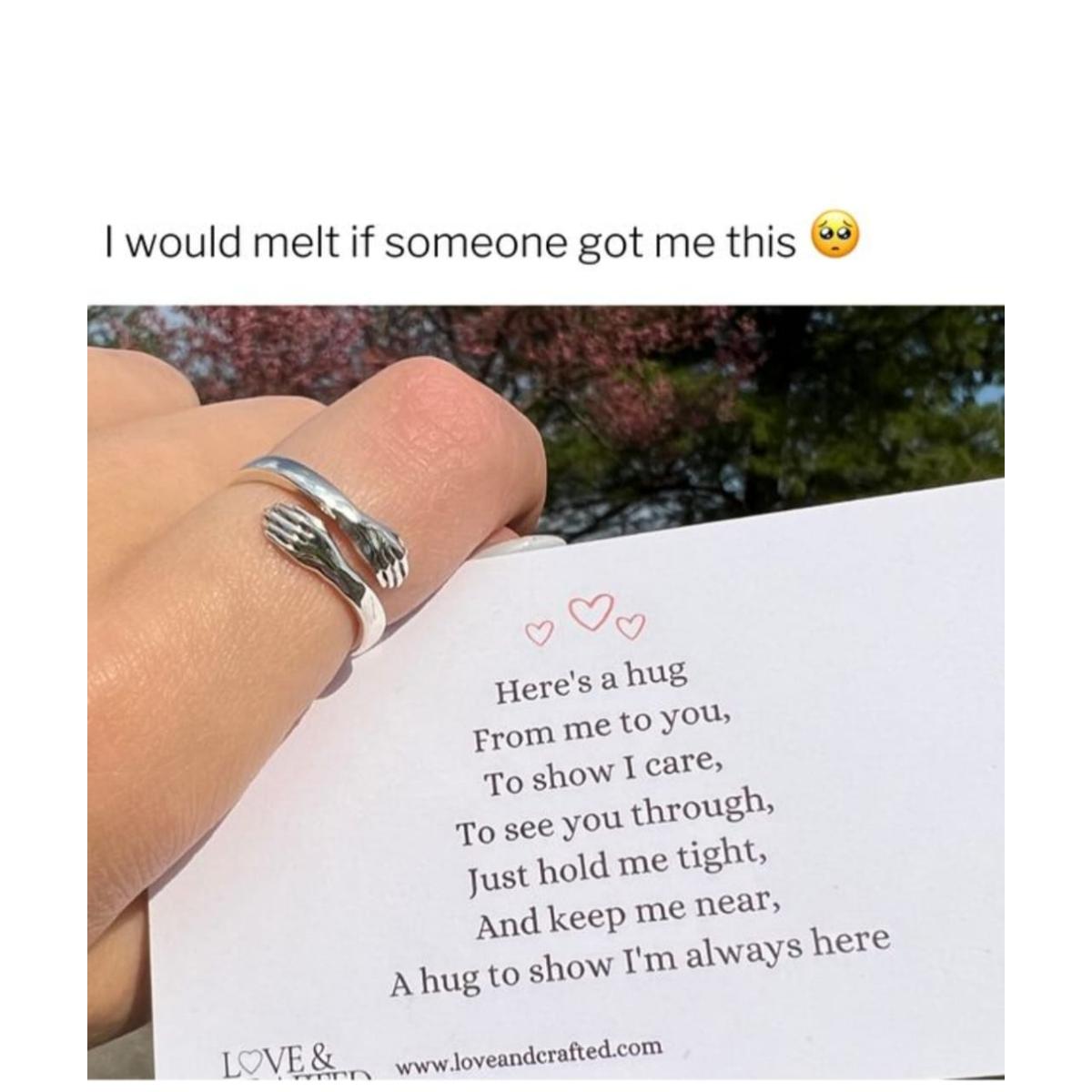 Women Girls Hand Rizeable Ring Creative Love Hug Ring Jewelry