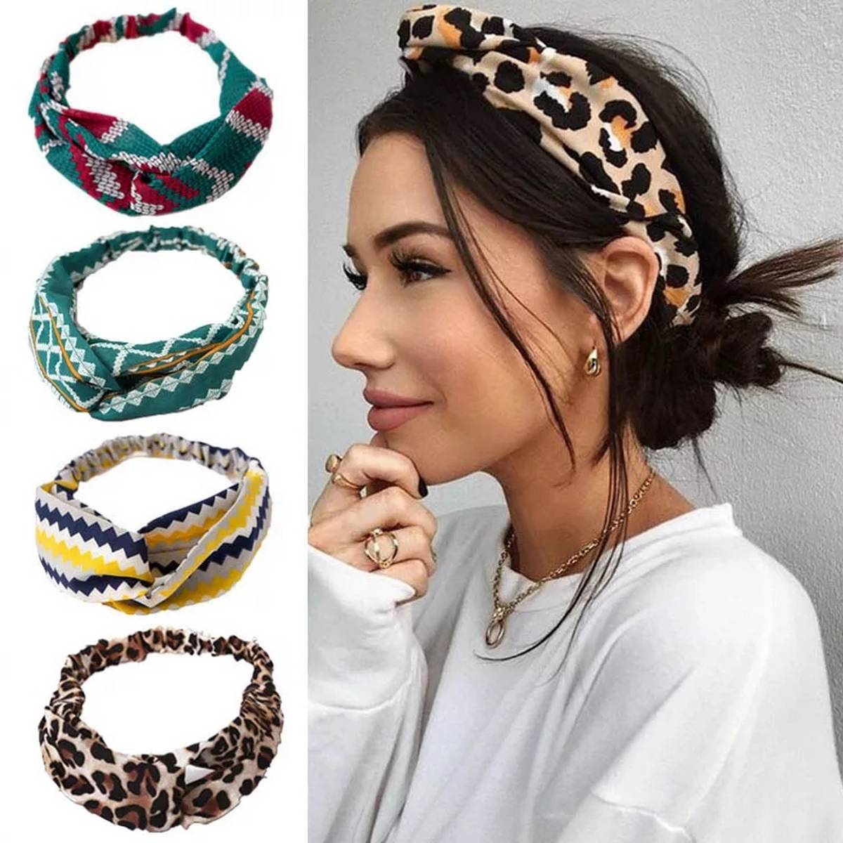 Good Products Online Now Fashion Cross Leopard Twist Knot Elastic