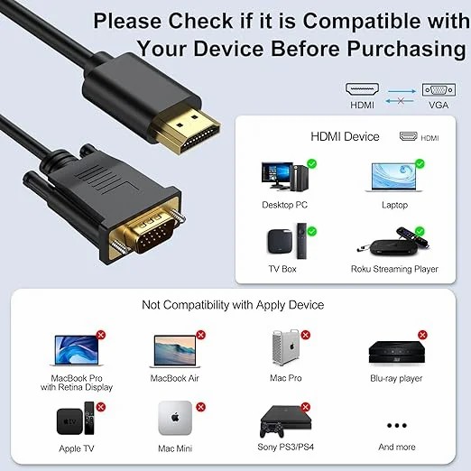 SpeedX HDMI TO VGA Cable 1080p 1.8 Meter Round HDMI to VGA Converter Cable 8 aa669a1a77686aa72ff4d782310748ce
